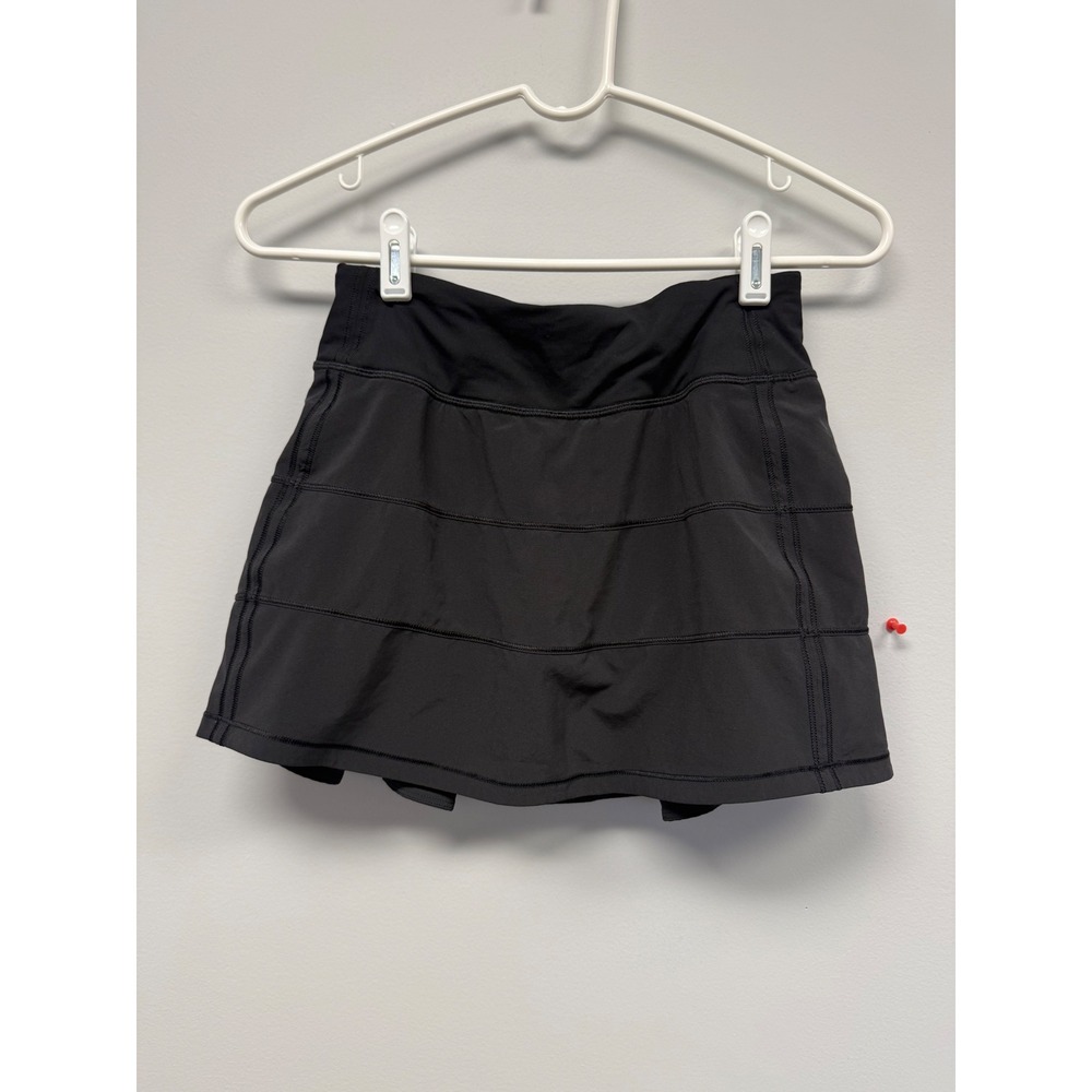Lululemon Pace Rival Skirt Black Size 2 Tall Tennis Running Skort Tiered Back